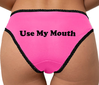 Use My Mouth Bikini - Pink with Black Lace