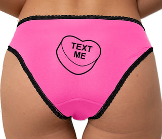 Valentines Day Candy - Text Me Bikini - Pink with Black Lace