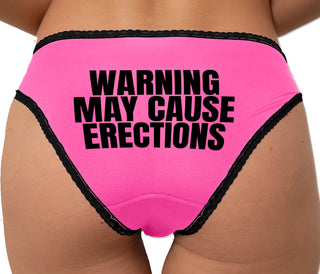 Warning May Cause Erections Bikini - Pink with Black Lace