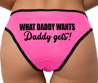 What Daddy Wants Daddy Gets Bikini - Pink with Black Lace