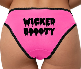 Wicked Booty Bikini - Pink with Black Lace