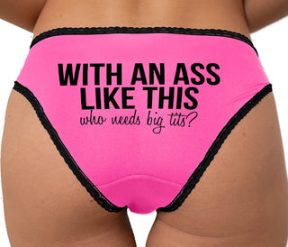 With An Ass Like This Who Needs Tits Bikini - Pink with Black Lace