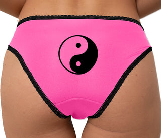 Yin Yang Symbol Bikini - Pink with Black Lace
