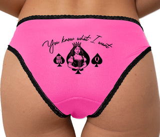 You Know What I Want - Queen Of Spades Bikini - Pink with Black Lace