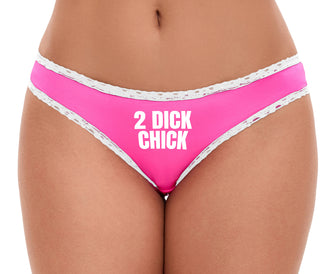 2 Dick Chick - Pink Bikini White Lace
