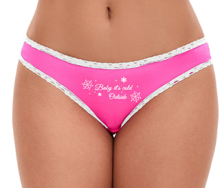 Baby It's Cold Outside - Pink Bikini White Lace