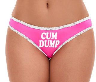 Cum Dump Bold Font - Pink Bikini White Lace