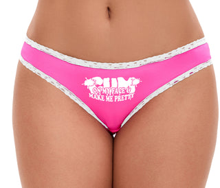 Cum On My Face And Make Me Pretty - Pink Bikini White Lace