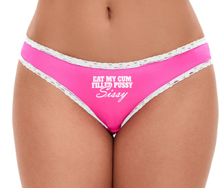 Eat My Cum Filled Pussy Sissy  Cuck - Pink Bikini White Lace