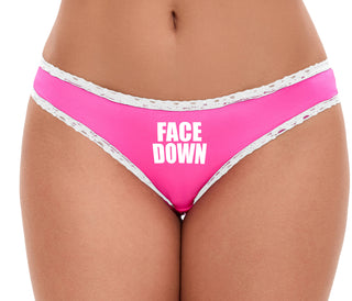 Face Down - Pink Bikini White Lace
