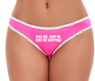 Feed Me Fuck Me Take Me Shopping - Pink Bikini White Lace