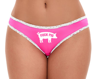 Fuck Pig - Pink Bikini White Lace