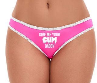 Give Me Your Cum Daddy - Pink Bikini White Lace