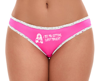 I See You Getting Lucky Tonight - Pink Bikini White Lace