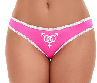 Threesome Two Men One Woman - Pink Bikini White Lace