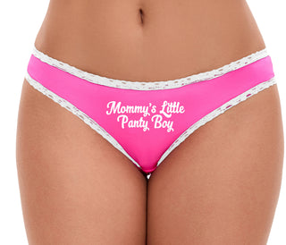 Mommy's Little Panty Boy - Pink Bikini White Lace