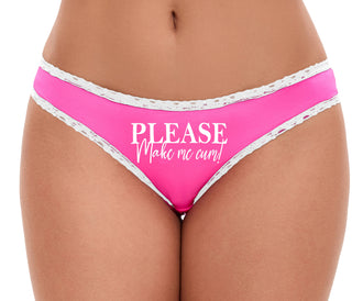 Please Make Me Cum - Pink Bikini White Lace