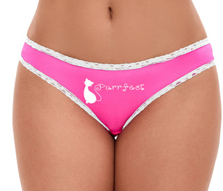 Purrfect - Cute Kitty - Perfect - Pink Bikini White Lace