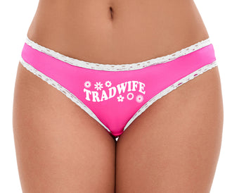 Tradwife - Flower Print - Pink Bikini White Lace