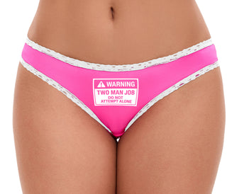 Warning Two Man Job - Pink Bikini White Lace