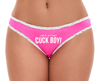 Watch and Learn Cuck Boy - Pink Bikini White Lace