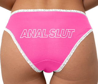 Anal Slut Bikini - Pink with White Lace