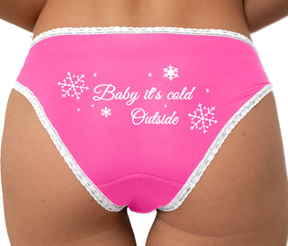 Baby It's Cold Outside Bikini - Pink with White Lace