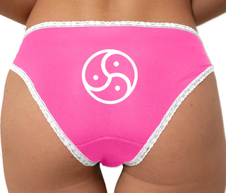 BDSM Symbol Bikini - Pink with White Lace
