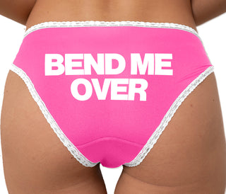 Bend Me Over Bikini - Pink with White Lace