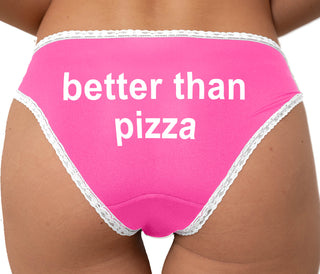 Better Than Pizza Bikini - Pink with White Lace