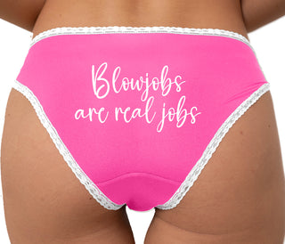 Blow Jobs Are Real Jobs - Sex Worker Positive Bikini - Pink with White Lace