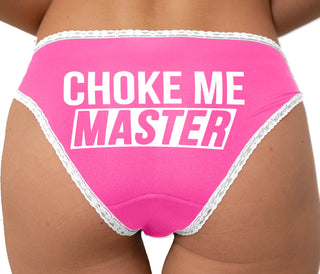 Choke Me Master Bikini - Pink with White Lace