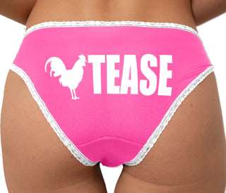 Cock Tease - Rooster Bikini - Pink with White Lace