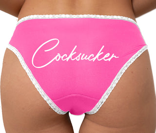 Cock Sucker Bikini - Pink with White Lace