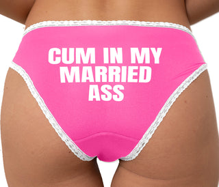 Cum In My Married Ass Bikini - Pink with White Lace