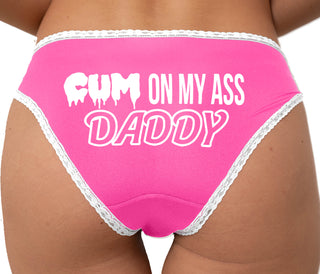 Cum On My Ass Daddy Bikini - Pink with White Lace