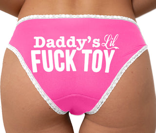 Daddys Little Fuck Toy Bikini - Pink with White Lace