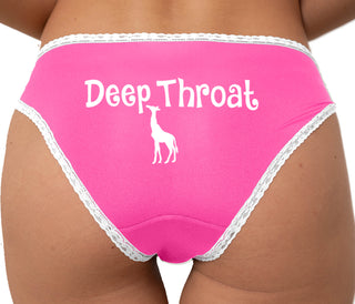 Deep Throat Cute Giraffe Bikini - Pink with White Lace