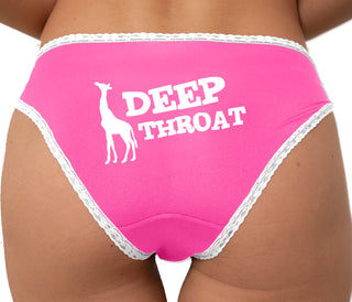 Deep Throat Cute Giraffe Bikini - Pink with White Lace