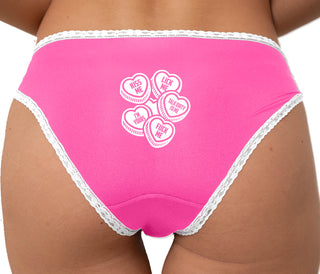 Dirty Flirty Valentines Day Candy Bikini - Pink with White Lace