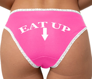Eat Up Bikini - Pink with White Lace
