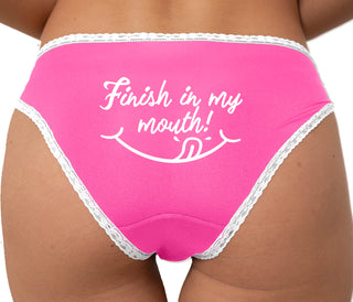 Finish In My Mouth Bikini - Pink with White Lace