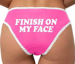 Finish On My Face Bikini - Pink with White Lace