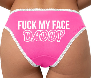 Fuck My Face Daddy Bikini - Pink with White Lace