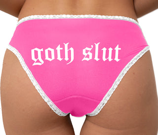 Goth Slut Bikini - Pink with White Lace