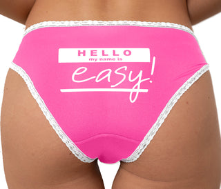 Hello My Name Is Easy Bikini - Pink with White Lace