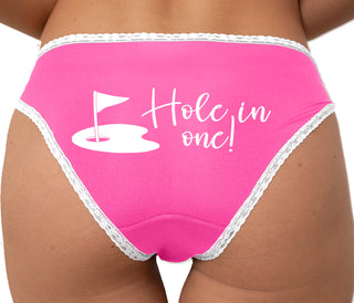 Hole In One - Funny Golf Bikini - Pink with White Lace
