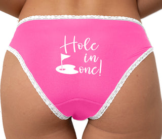 Hole In One - Flirty Golf Bikini - Pink with White Lace