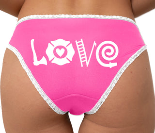 Firefighter Love - Cute Logo Bikini - Pink with White Lace