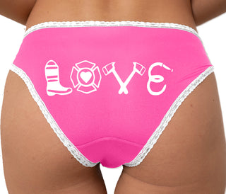 Firefighter Love - Cute Logo Bikini - Pink with White Lace